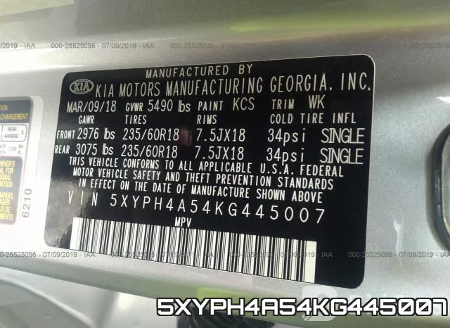 5XYPH4A54KG445007 фото 10