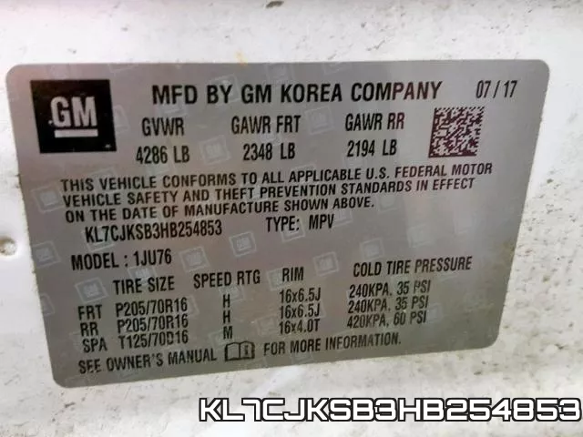 KL7CJKSB3HB254853 фото 2