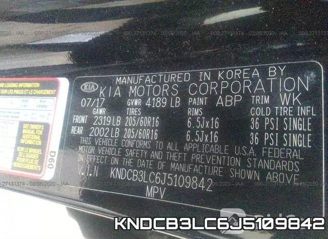 KNDCB3LC6J5109842 фото 10