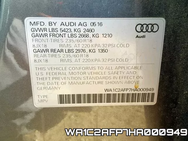 WA1C2AFP7HA000949 фото 2