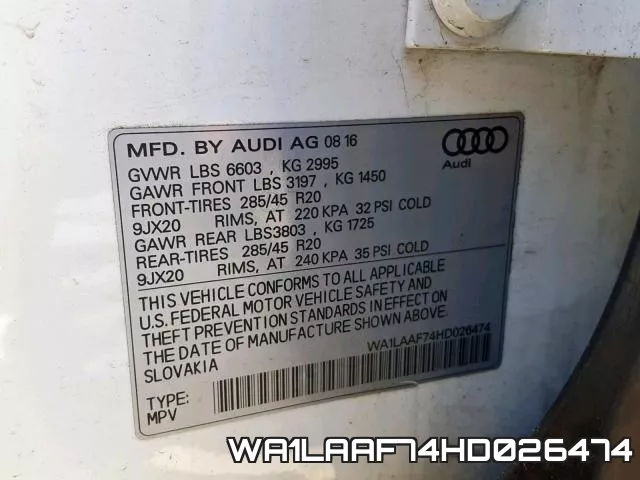 WA1LAAF74HD026474 фото 2