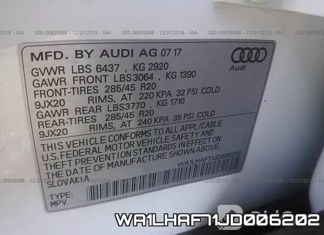 WA1LHAF71JD006202 фото 10
