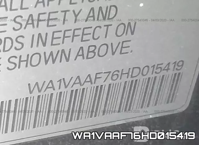 WA1VAAF76HD015419 фото 10