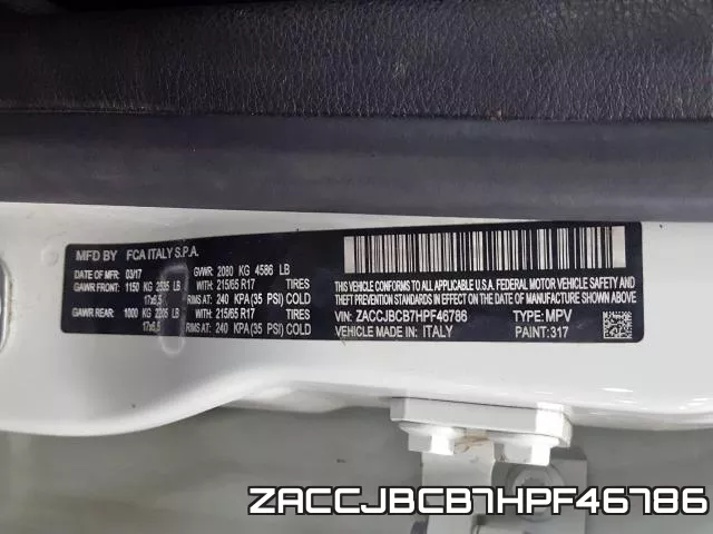 ZACCJBCB7HPF46786 фото 2
