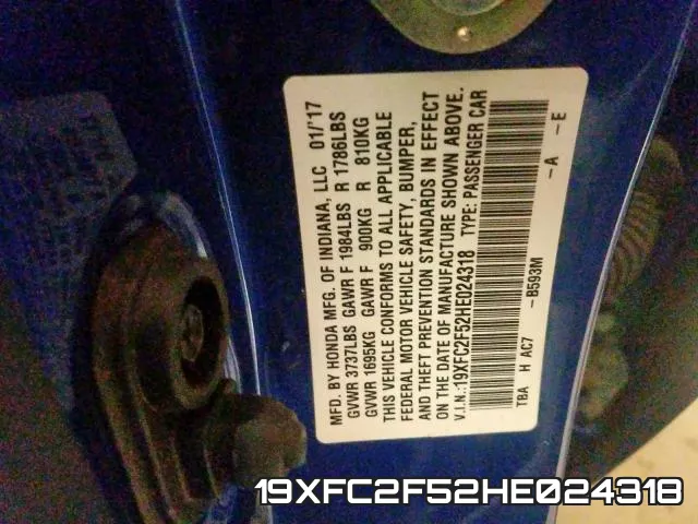19XFC2F52HE024318 фото 2