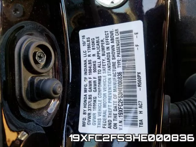 19XFC2F53HE000836 фото 2