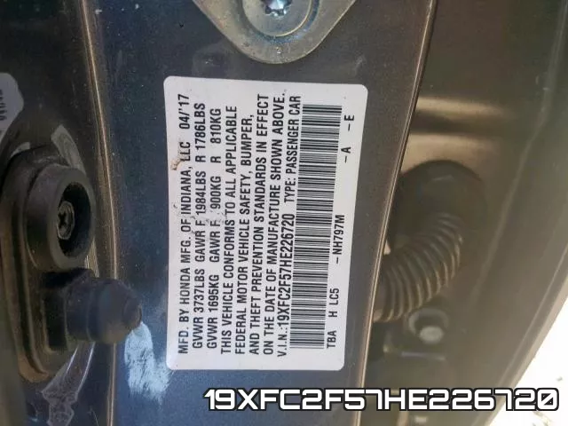 19XFC2F57HE226720 фото 2