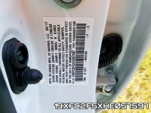 19XFC2F5XHE057597 фото 2