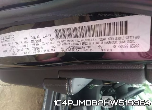 1C4PJMDB2HW519364 фото 10