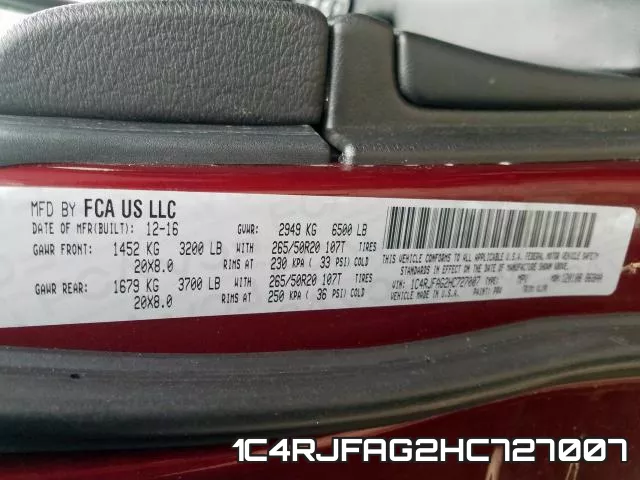 1C4RJFAG2HC727007 фото 2