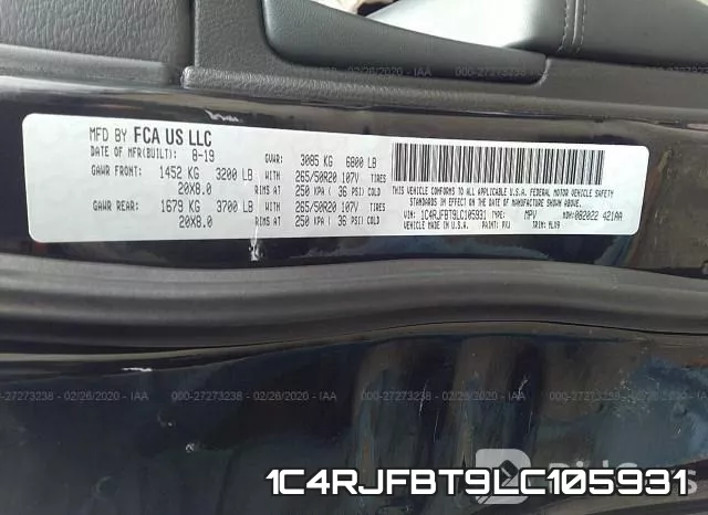 1C4RJFBT9LC105931 фото 10
