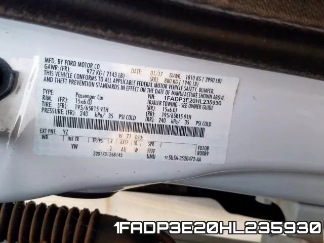 1FADP3E20HL235930 фото 2