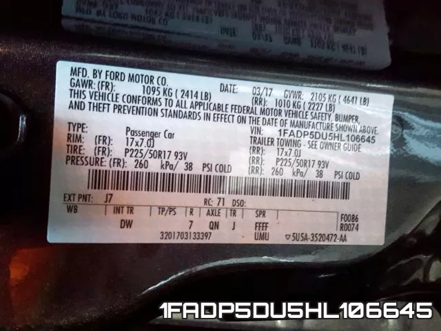 1FADP5DU5HL106645 фото 2
