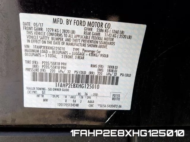 1FAHP2E8XHG125010 фото 2