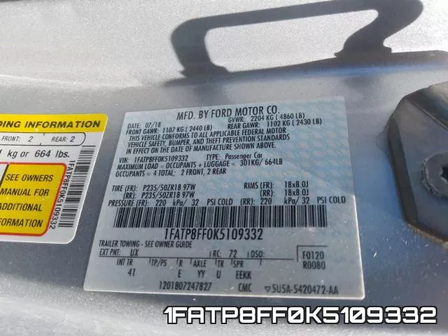 1FATP8FF0K5109332 фото 2