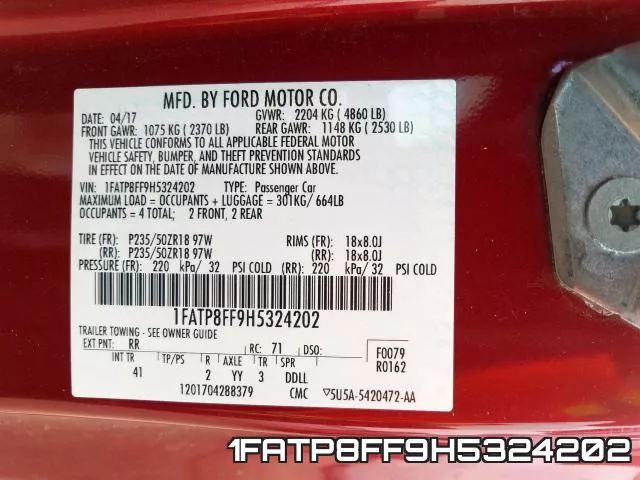 1FATP8FF9H5324202 фото 2