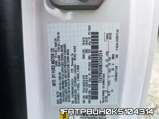 1FATP8UH0K5104314 фото 2