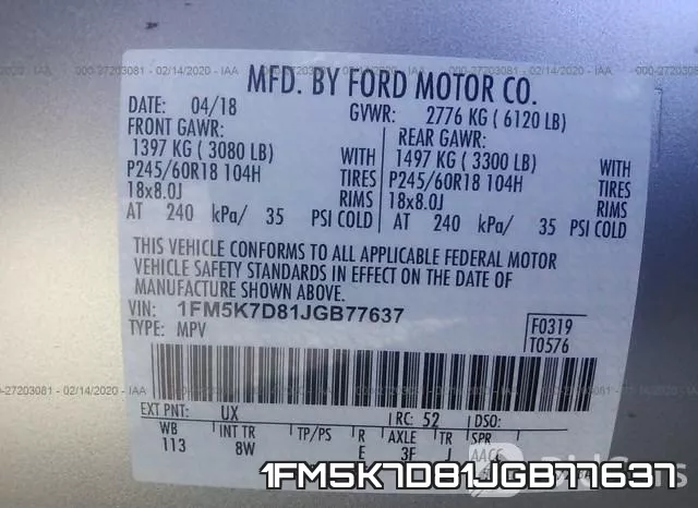 1FM5K7D81JGB77637 фото 10