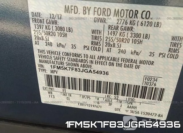 1FM5K7F83JGA54936 фото 10