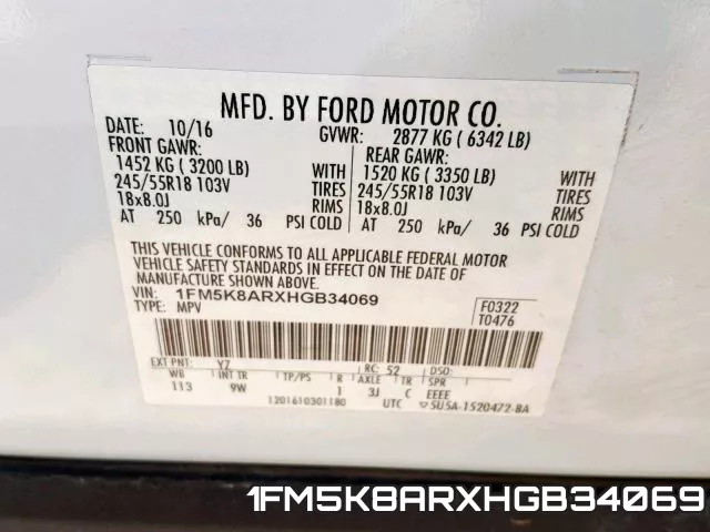 1FM5K8ARXHGB34069 фото 2
