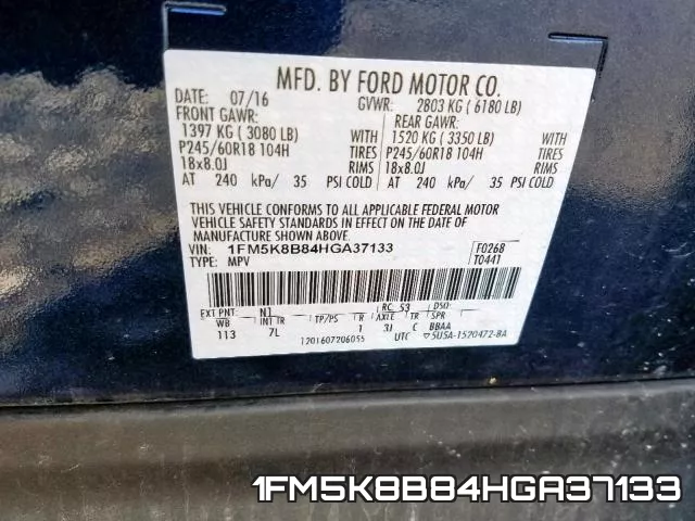 1FM5K8B84HGA37133 фото 2