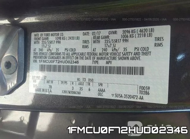 1FMCU0F72HUD02346 фото 10