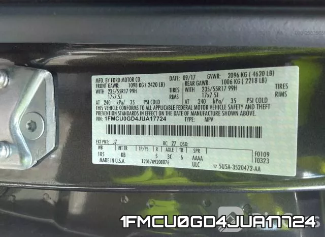 1FMCU0GD4JUA17724 фото 10
