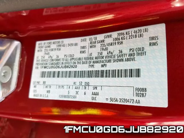 1FMCU0GD6JUB82920 фото 2