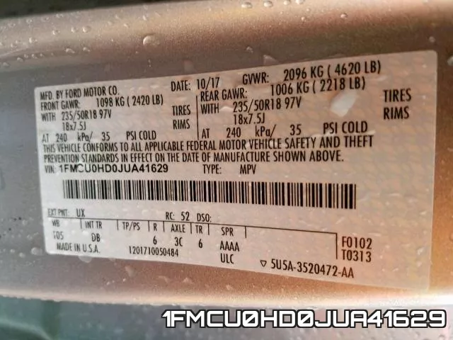 1FMCU0HD0JUA41629 фото 2