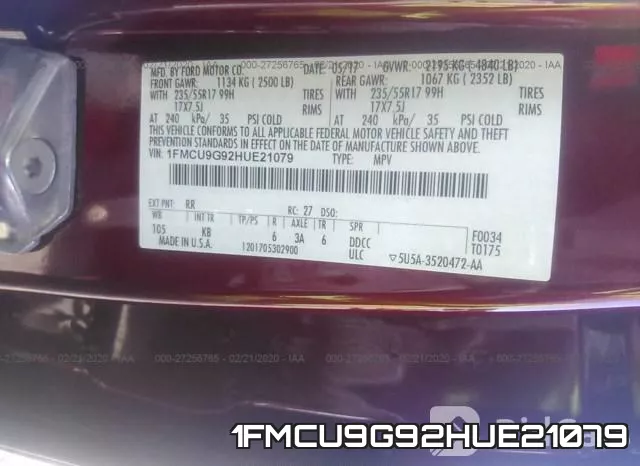 1FMCU9G92HUE21079 фото 10
