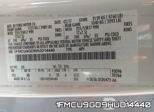 1FMCU9GD9HUD14440 фото 10