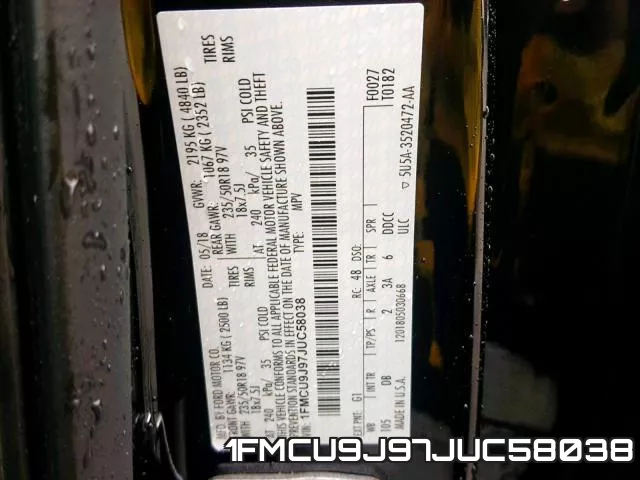 1FMCU9J97JUC58038 фото 2