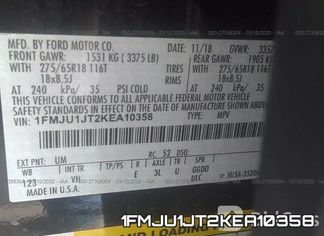 1FMJU1JT2KEA10358 фото 10