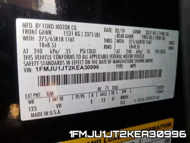 1FMJU1JT2KEA30996 фото 2