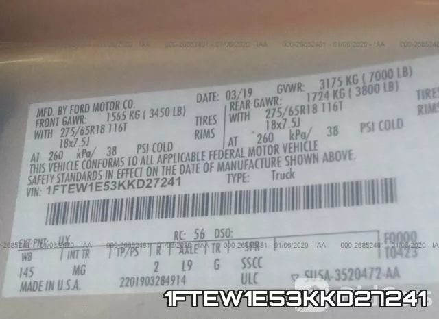 1FTEW1E53KKD27241 фото 10