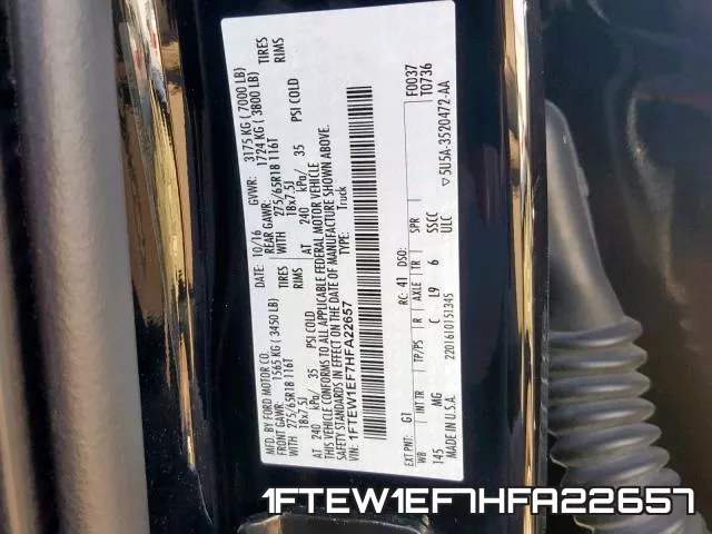 1FTEW1EF7HFA22657 фото 2
