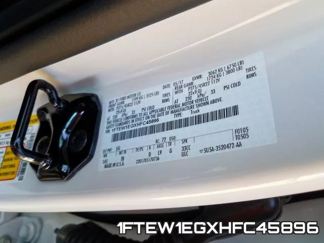1FTEW1EGXHFC45896 фото 2