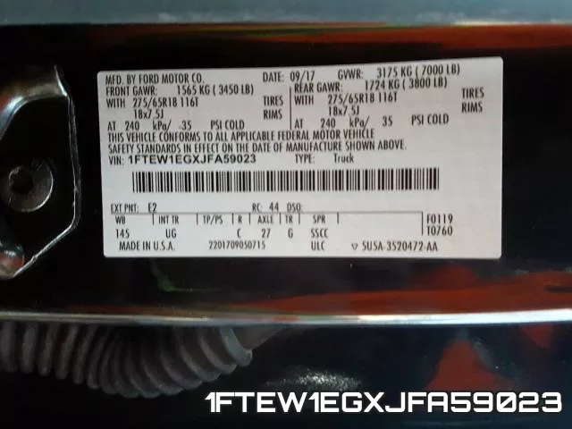 1FTEW1EGXJFA59023 фото 2