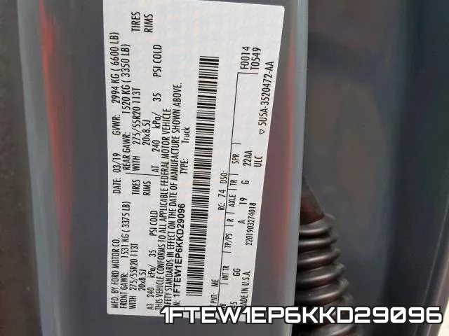 1FTEW1EP6KKD29096 фото 2