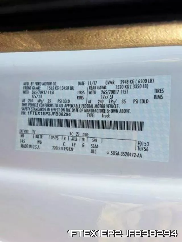 1FTEX1EP2JFB38294 фото 2