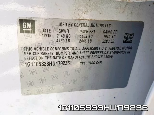 1G1105S33HU179236 фото 2