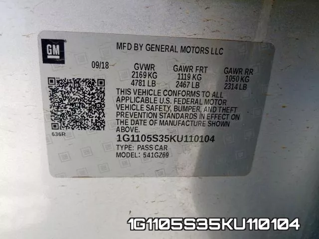 1G1105S35KU110104 фото 2