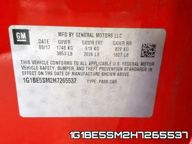 1G1BE5SM2H7265537 фото 2