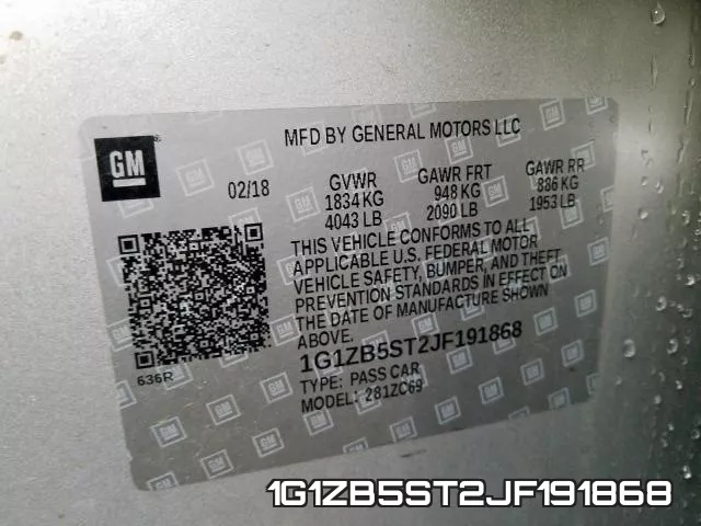 1G1ZB5ST2JF191868 фото 2