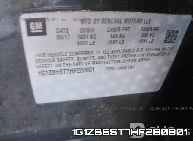 1G1ZB5ST7HF280801 фото 10