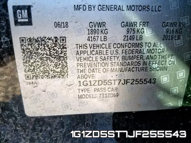 1G1ZD5ST7JF255543 фото 2