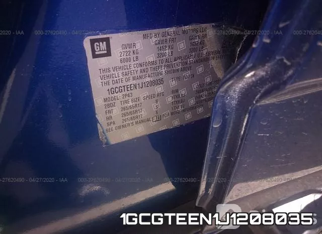 1GCGTEEN1J1208035 фото 10