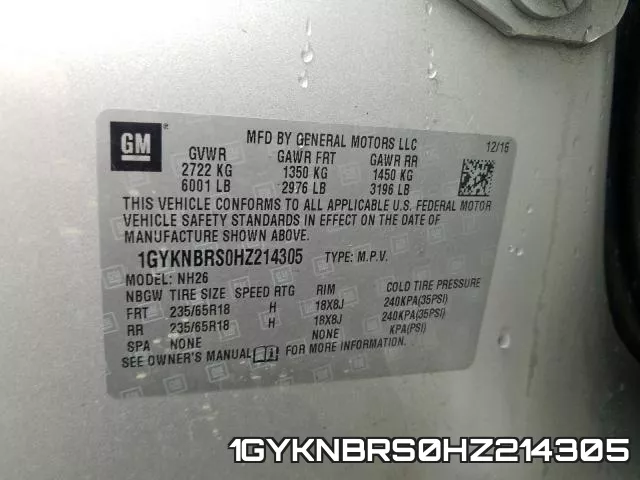 1GYKNBRS0HZ214305 фото 2