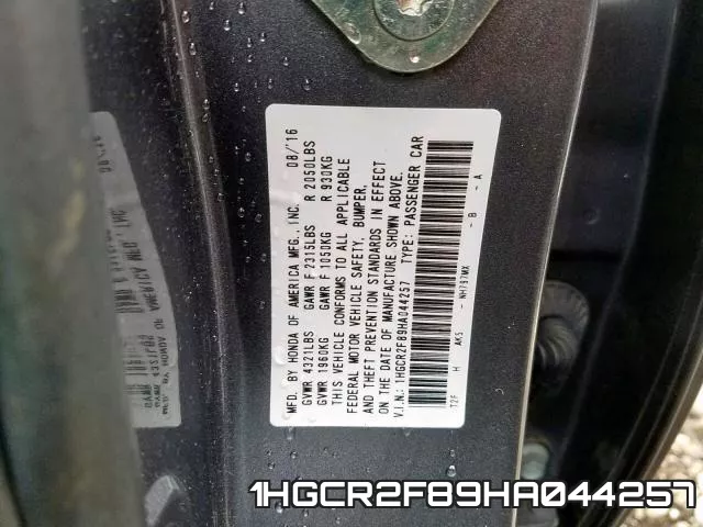 1HGCR2F89HA044257 фото 2