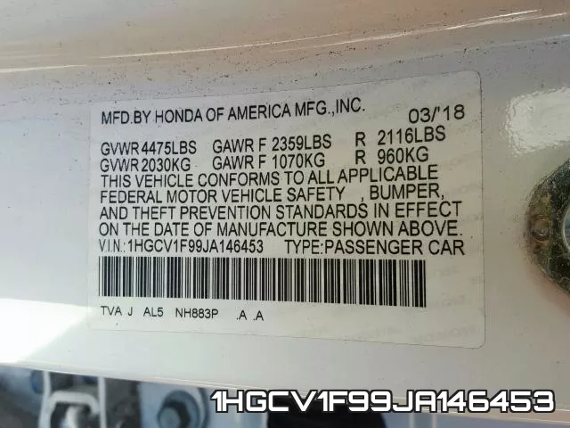 1HGCV1F99JA146453 фото 2
